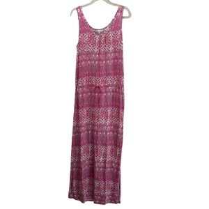 Margaritaville Pink Maxi Dress SzL EUC. Southwestern print. Drawstring waist